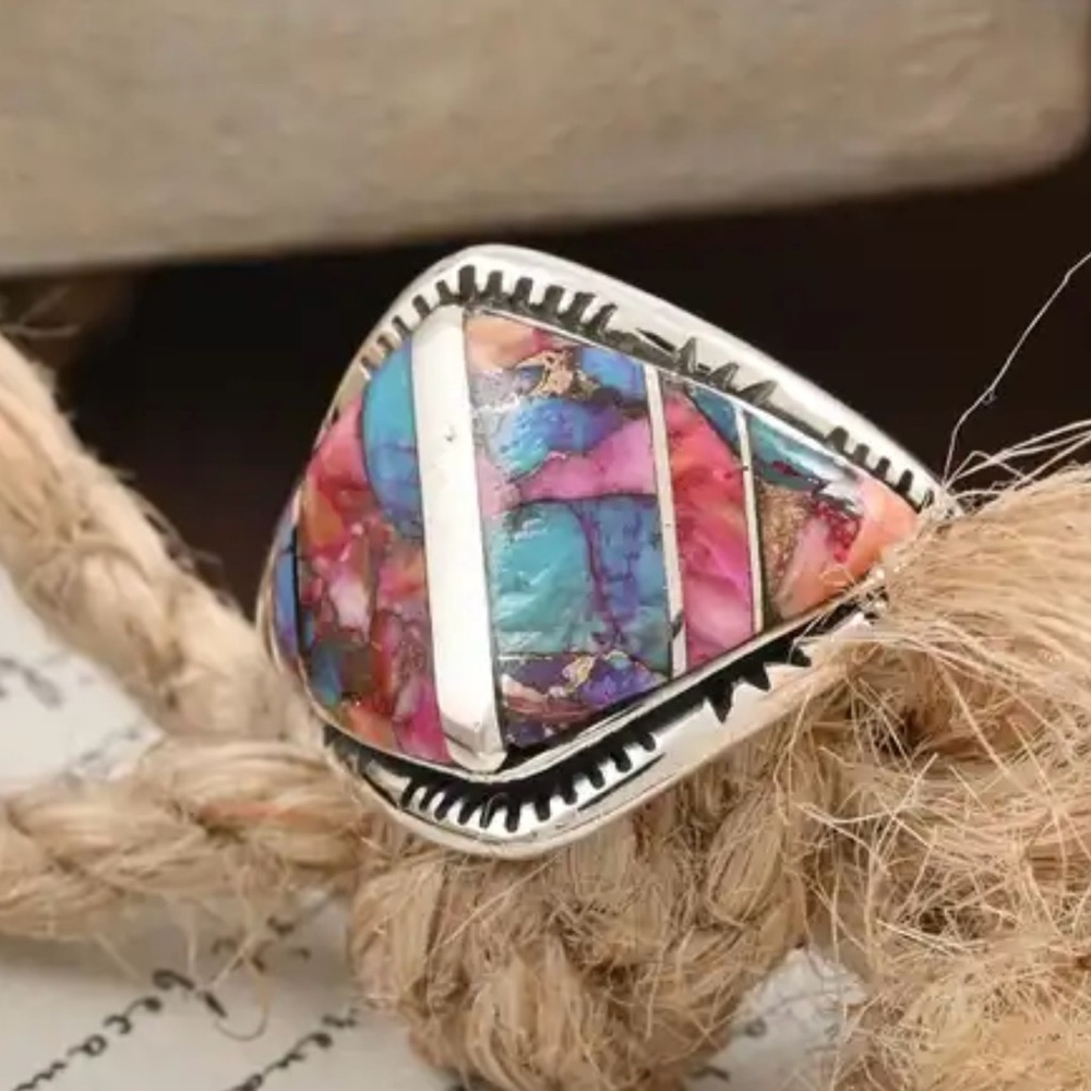 CLOSEOUT Santa Fe Style Turquoise, Multi Gemstone Ring.  NWT